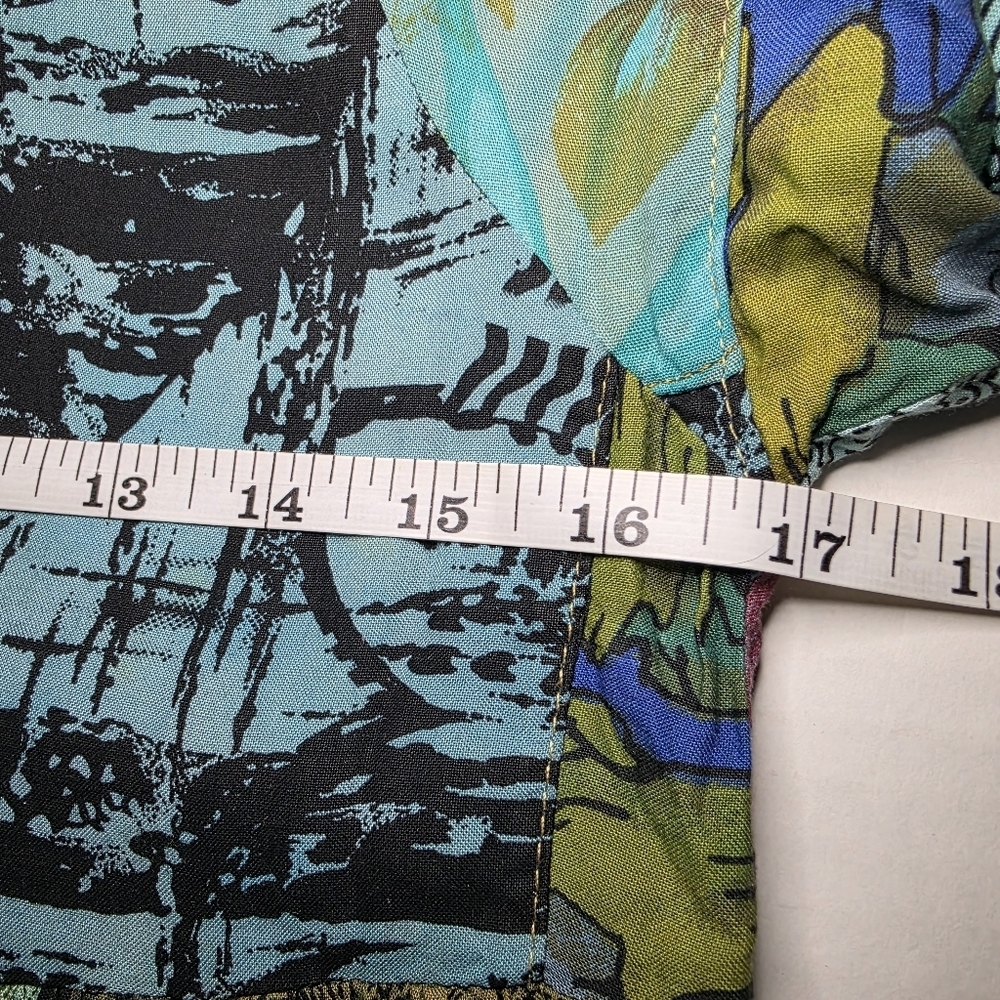 We Be Bop Vintage Patchwork Button Up Blouse Size… - image 7